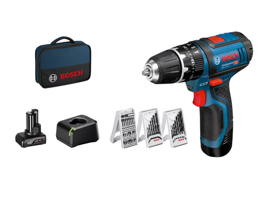 GSB 12V-15 drill + 2Ah bat + set of 25 bits + Bosch charger