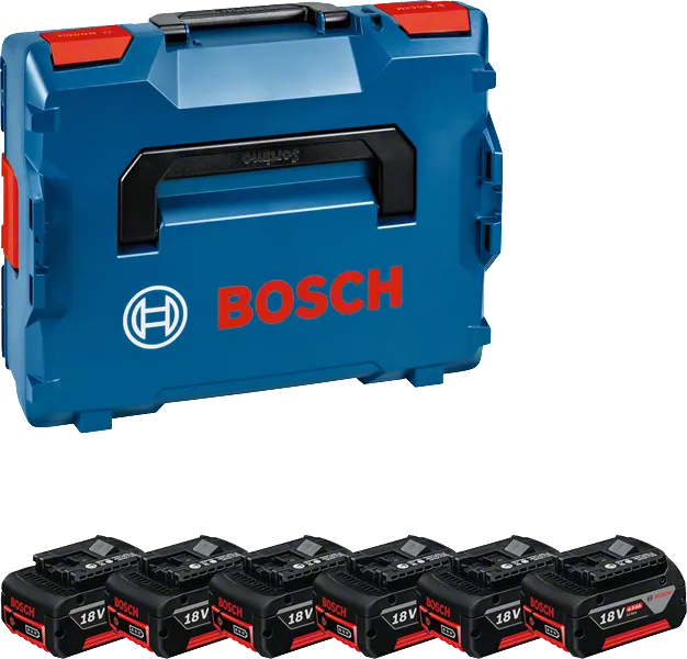 Set 18V met 6 accu's 4Ah met Bosch koffer