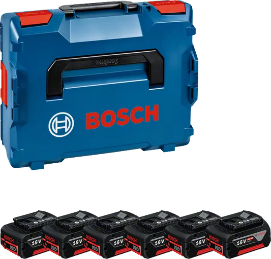 Set 18V met 6 accu's 4Ah met Bosch koffer